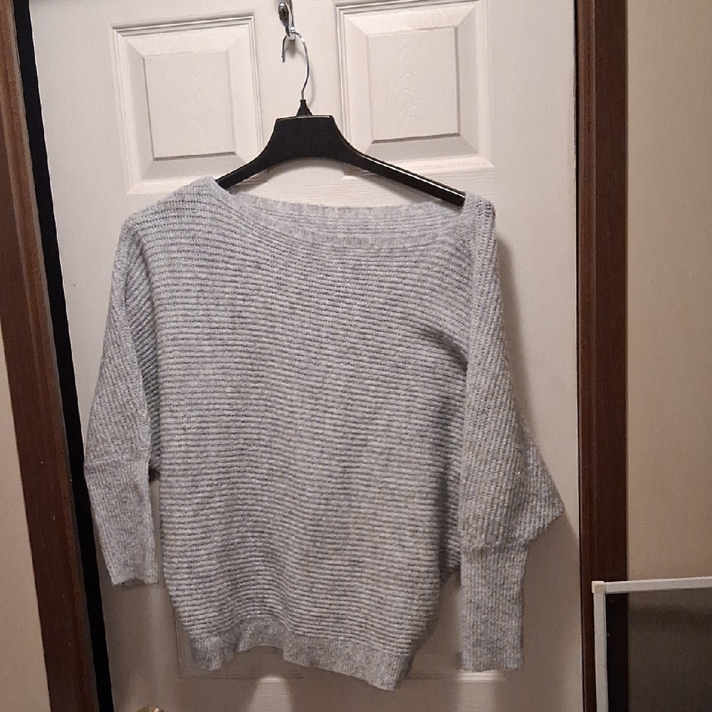 SHEIN Light Gray Striped Crew Neck Sweater
